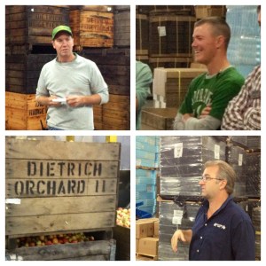 Clockwise from top: Mike Dietrich, Adam Dietrich, Eric Hessler, and apple bin